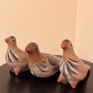 Tonala Mexican Pottery Bird Trio